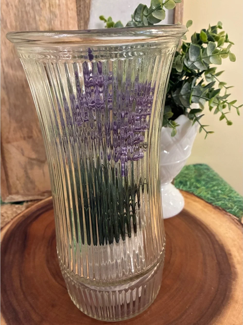 Hoosier Ribbed Bee Hive Clear Glass Vase - Decorative Home Accent